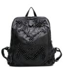 Edgy Soft Genuine Leather Rucksack Metal Studded Backpack