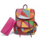 Trendy Star Detail Patchwork Metal Studded Leather Backpack