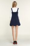 Navy Long Sleeve Knit Asymmetric Ribbon Two-Piece Dress