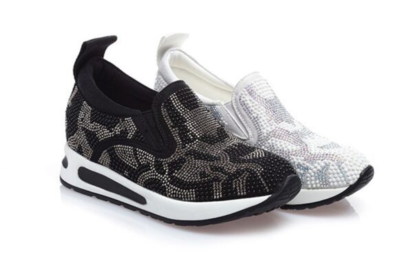 Sparkling Rhinestone Hidden Heel Mesh Sport Shoes 3 4654