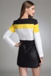 Long Sleeve Top Vegan Leather Pocket Skirt Set