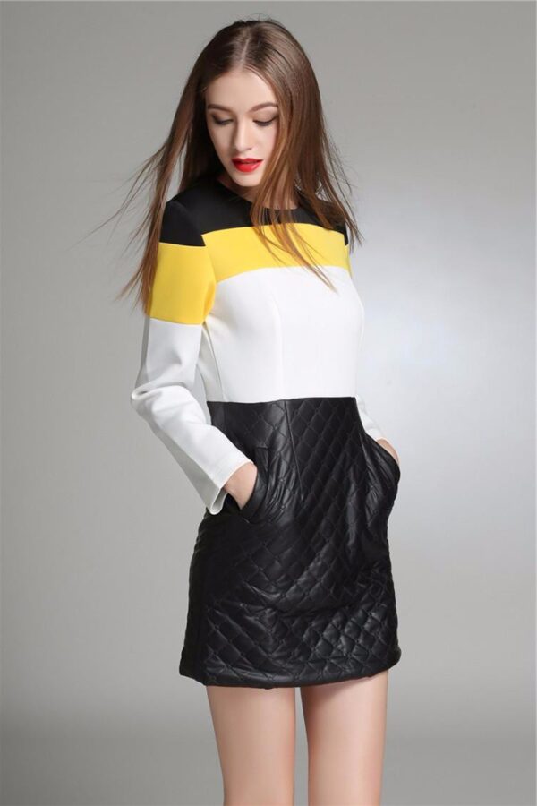 Long Sleeve Top Vegan Leather Pocket Skirt Set 2 467