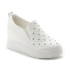 Sparkling Metal Stud Embellished Hidden Heel Slip-On Sneakers