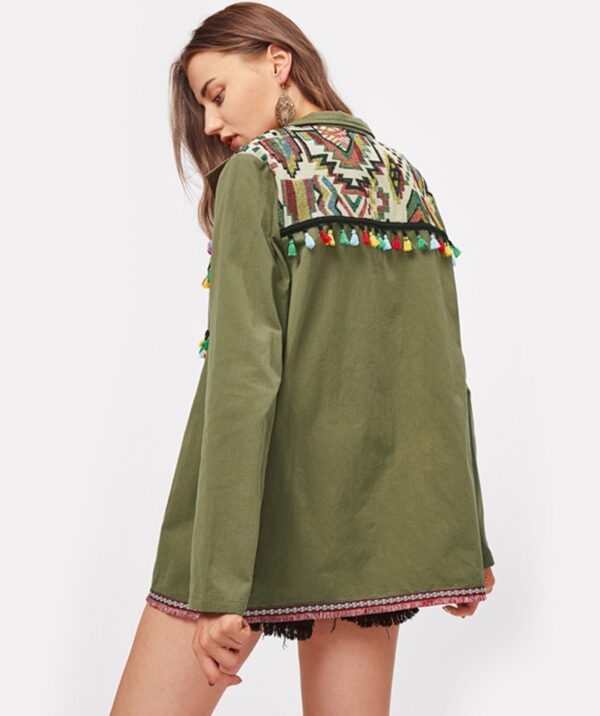 Bohemian Geometric Ethnic Pattern Tasseled Long Jacket 4 5352