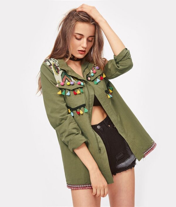 Bohemian Geometric Ethnic Pattern Tasseled Long Jacket 2 5352