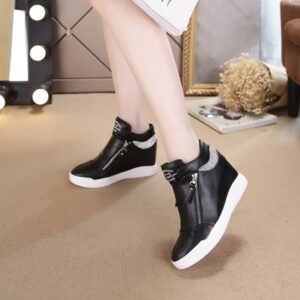 Sparkling Rhinestone Embellished Hidden Heel Zipper Sneakers