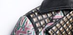 Bold Ethnic and Metal Stud Pattern Leather Biker Jacket