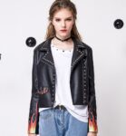 Flame Studded Rebel Moto Vegan Leather Jacket