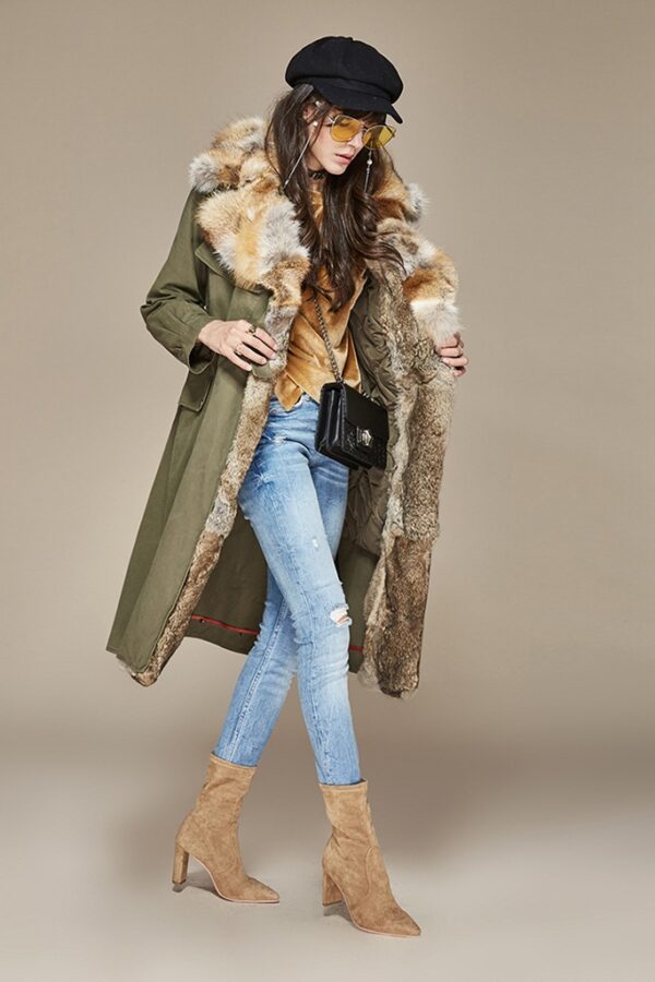 Luxury Real Fox Fur Long Cotton Parka Coat 3 5950