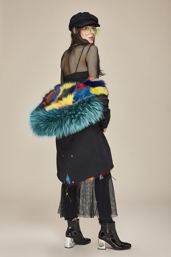 Luxurious Multi-Color Fox Fur Lined Raccoon Hooded Parka Coat 7 5962