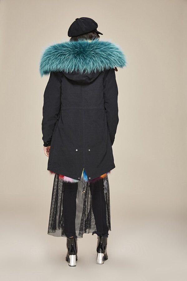 Luxurious Multi-Color Fox Fur Lined Raccoon Hooded Parka Coat 8 5962