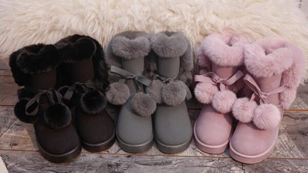 Fluffy Pom Pom Fur Trimmed Winter Snow Boots 2 6935