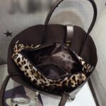 Leopard Lined Vegan Leather Shoulder Bag