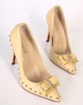 Elegant Bow Studded Leather Stiletto Heels