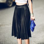 Luxe Black High-Waist Pleated Midi Skirt