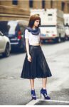 Luxe Black High-Waist Pleated Midi Skirt