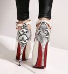 Snake Embossed Patent Platform Stiletto Heels