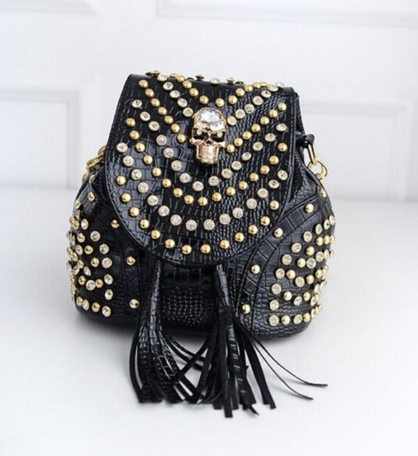 Punk Decorated Vegan Leather Skull Backpack 9 206