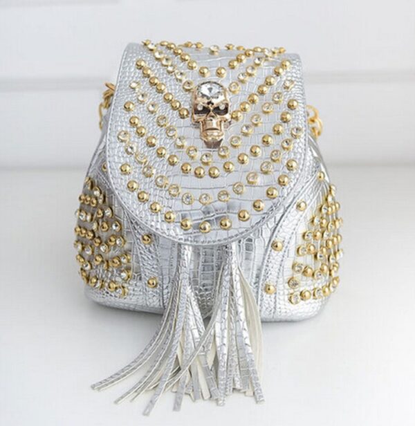 Punk Decorated Vegan Leather Skull Backpack 8 206