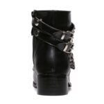 Punk Black Real Leather Lace-Up Zipper Boots