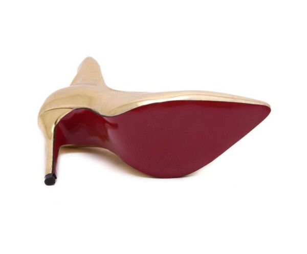 Sleek Pointed Toe Gold Black Stiletto Heels 6 298