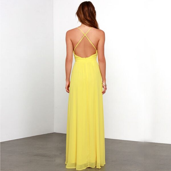 Radiant Yellow Plunge Chiffon Maxi Dress 4 329
