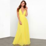 Radiant Yellow Plunge Chiffon Maxi Dress