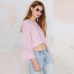 High-Neck Crop Knit Sweater