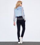Ice Blue Cropped Wide-Waist Denim Jacket