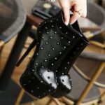 High Platform Rivet Black Bootie
