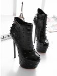 High Platform Rivet Black Bootie