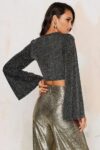Tie-Front Batwing Sleeve Crop Top