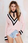 V-Neck Relaxed Fit Cotton Blend Sweater