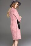 Pink Suede Long Contrast Jacket