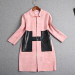 Pink Suede Long Contrast Jacket