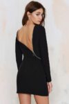 Black Open Back Slim Fit Mini Dress
