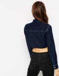 Blue Crop Top Long Sleeve Denim Shirt