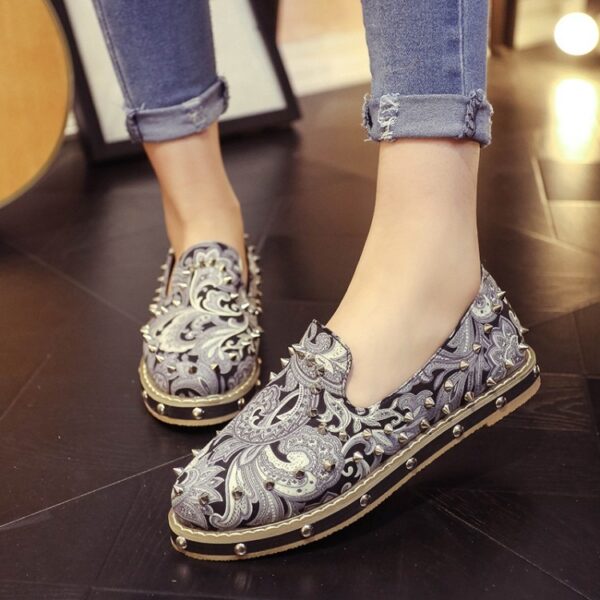 Bold Studded Embossed Vegan Leather Shoes 3 765