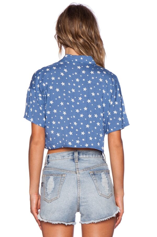 Star Detail Tie-Front Crop Shirt 3 887