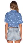 Star Detail Tie-Front Crop Shirt