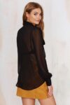 Transparent Bow Long Sleeve Blouse