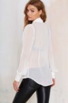 Transparent Bow Long Sleeve Blouse