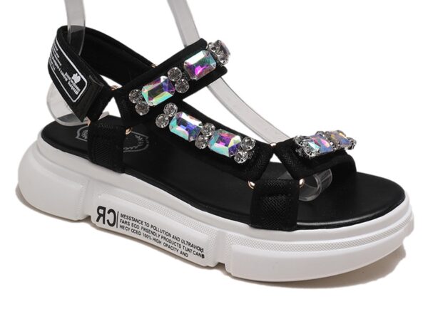 Chunky Platform Crystal Embellished Retro Sandals 5 0262