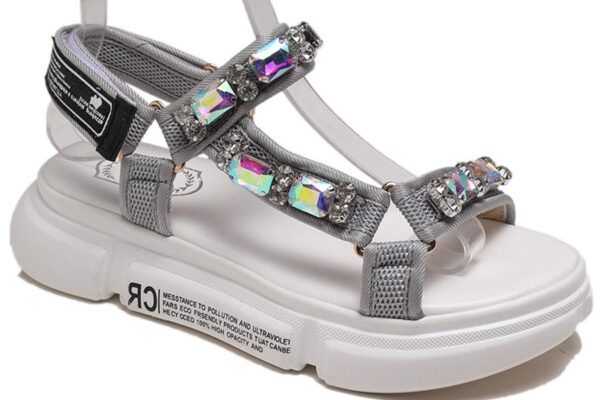 Chunky Platform Crystal Embellished Retro Sandals 3 0262