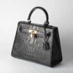 Croc-Embossed Vegan Leather Padlock Chain Bag