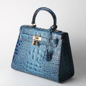 Croc-Embossed Vegan Leather Padlock Chain Bag