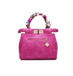Scarf Detail Soft Leather Handbag