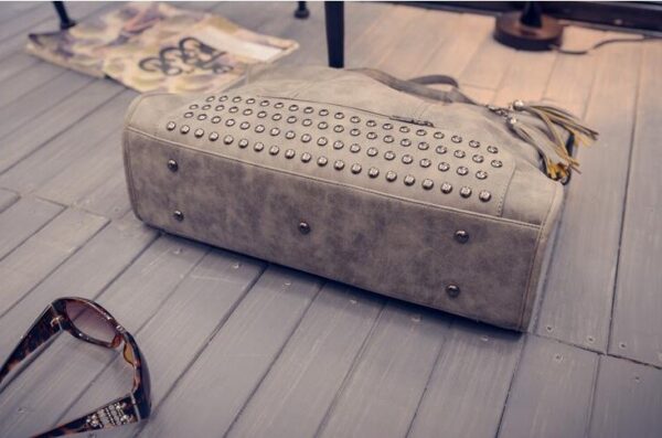 Studded Tassel Vegan Suede Shoulder Bag 5 601