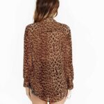 Leopard Print Chiffon Long Sleeve Blouse