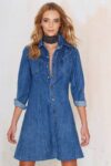 Retro Buttoned Mini Denim Dress